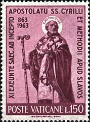 Saint Méthode (timbre-poste). Poste Vaticane. 1963