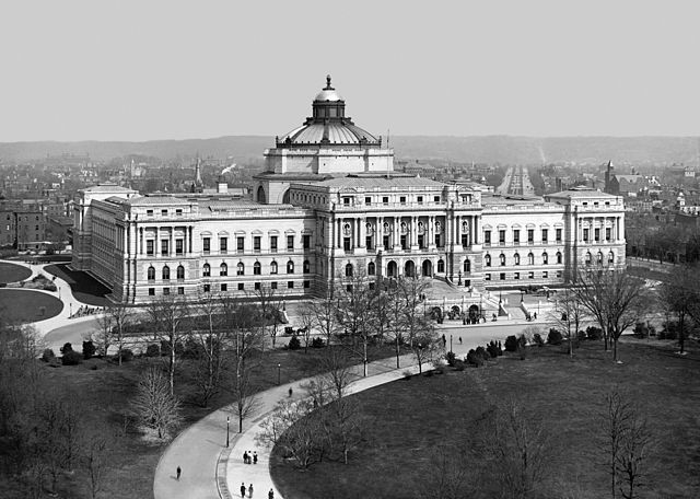 Bibliothèque du Congrès, Washington DC (États-Unis), vers 1902. Source : Wikimedia Commons